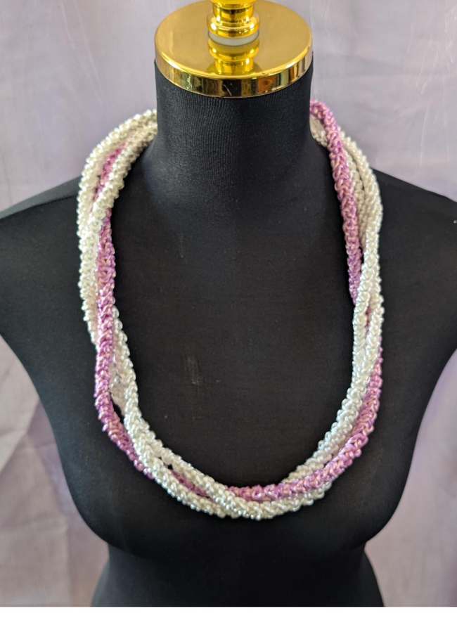 Ivory multi-strand crochet lei